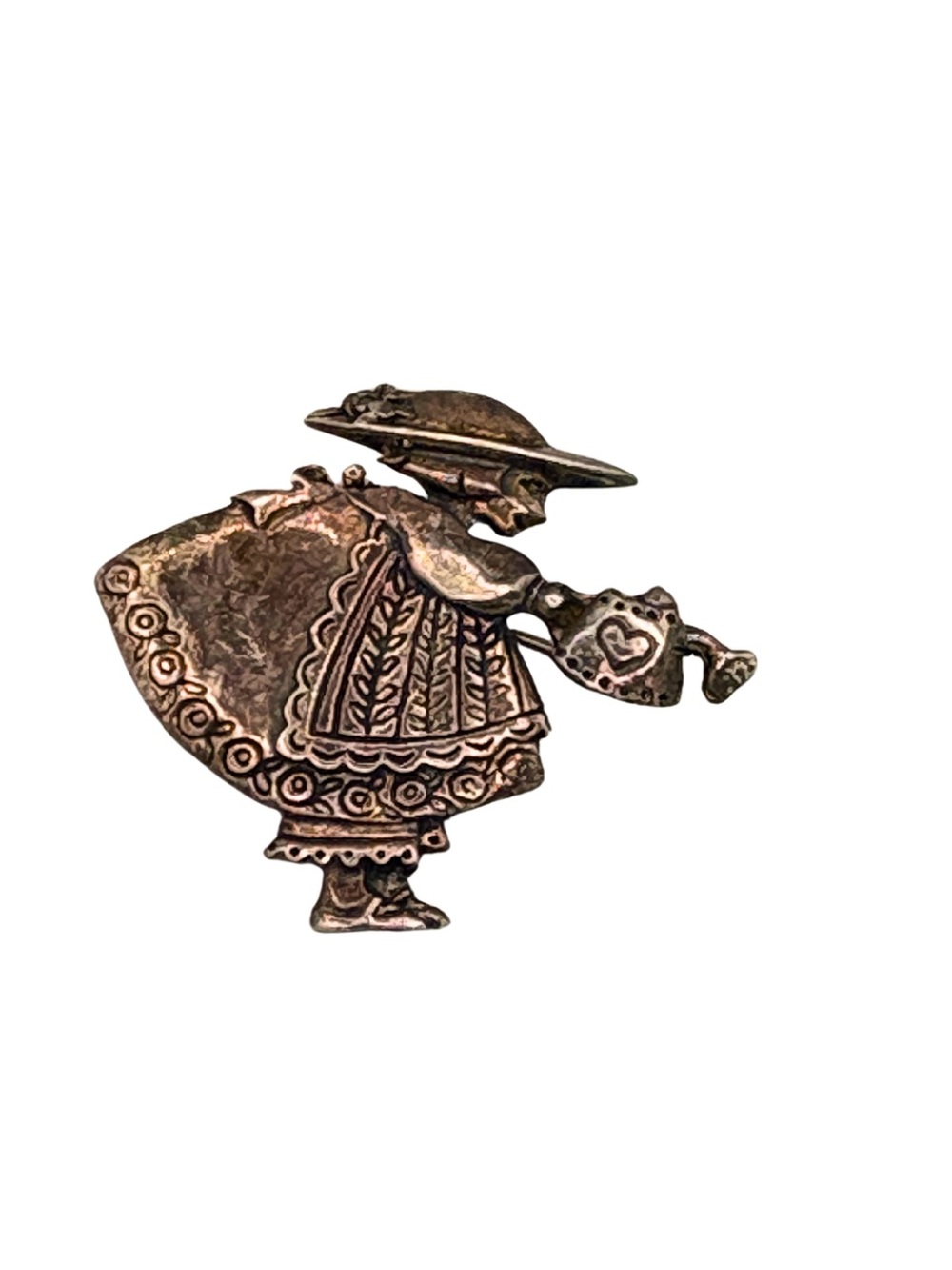 Vintage Mary Engelbreit Signed ME Girl Silhouette Brooch Sterling Silver